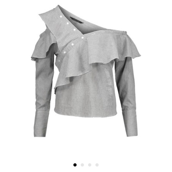 walter baker one shoulder poplin blouse - Picture 2 of 5